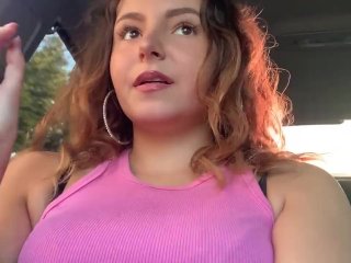 small tits, car ride, solo female, smoking