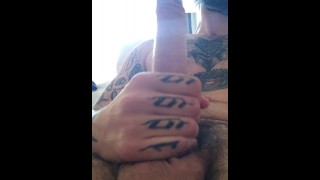 Tattoos Metalhead Strokes Huge Cock Until He Cums So Much Sexy Hot Young Dude