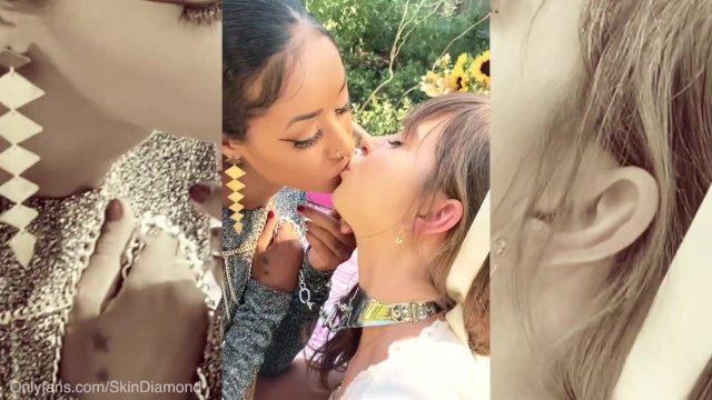 Skin Diamond and Riley Reid get kinky in the garden and get squirt all over Skin