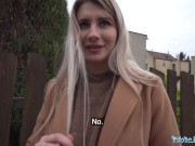 Preview 4 of Public Agent Cute blonde flashes her perky titties for cash and fucks huge cock in a basemant