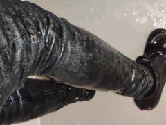 Piss Skinny Jeans After Rainy Walk And Shower Fully Clothed
