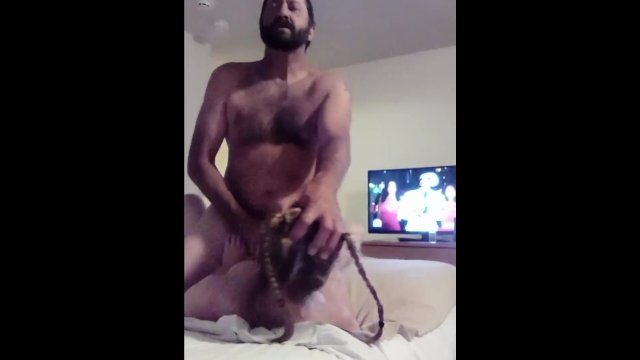 Watch us fall off bed , Doggie pegging and riding the strapon, cumshot