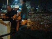 Preview 2 of sex in public caught fucking walking naked around the city cumshot in public voyeurs
