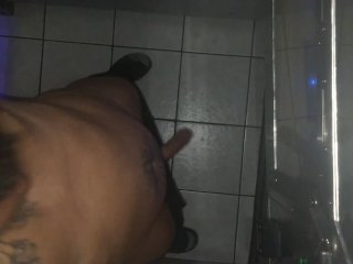 Gagging and sucking my own fingers while jerking off in public gloryhole