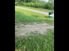 Stroking my dick in the forest preserve