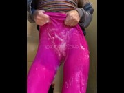 Preview 5 of Showering in hot pink leggings and leg warmers - extra bubbles - wetlook