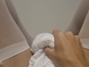 Preview 3 of Diaper Sissy Cumming In Her Diaper