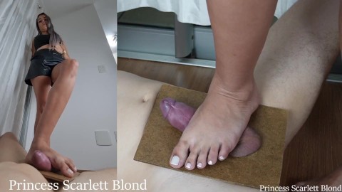 Princess Scarlet Blond - SEXY Real Barefoot CBT EP 1 with 2 angles - First Scarlett CBT Ever! - CBT