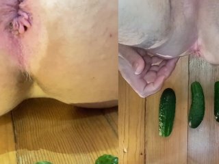 cucumber challenge, vegetable anal, pov, mature