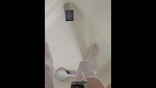 Pissing in the shower with multiple edited views