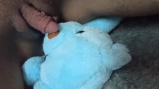 Massaging A Teddy Bear's Wet Clit And Pussy