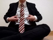 Preview 1 of Japanese guy in suit jerk off and cum a lot [sample]