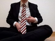Preview 2 of Japanese guy in suit jerk off and cum a lot [sample]