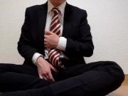 Preview 3 of Japanese guy in suit jerk off and cum a lot [sample]