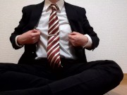 Preview 4 of Japanese guy in suit jerk off and cum a lot [sample]