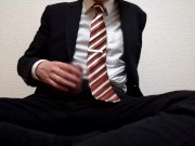 Preview 6 of Japanese guy in suit jerk off and cum a lot [sample]