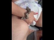 Preview 5 of Slave girl in diapers masturbates in The car. Touching her diapers and her vagina.