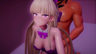 青いアーカイブToki Bunny女の子が、生暖Playboy BlowjobとセックスBlonde女の子MMD 3D紫色のリボン
