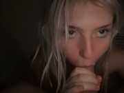 Preview 4 of Slutty Blonde Sucks Huge Dick Till it Fills Her Face With Cum ASMR