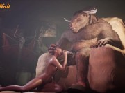 Preview 6 of Horny Girl fuck Minotaur | Big Cock Monster | 3D Porn Wild Life