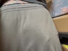 Gray Sweatpants thick meaty 8" cock swinging thirst trap bulge