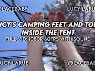テントの中のlucyのキャンプの足とつま先無料トレーラー Lucy LaRue LaceBaby