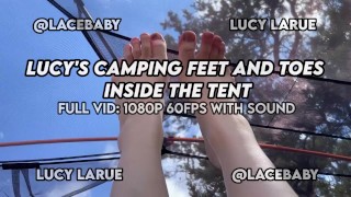 テントの中のLucyのキャンプの足とつま先無料トレーラー Lucy LaRue LaceBaby