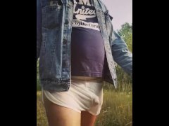walking naked in see-through shorts