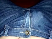 Preview 3 of Last cum onto my outweared stretchy blue jeans before throwing it out ♻🍆💧