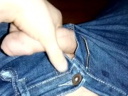 Preview 6 of Last cum onto my outweared stretchy blue jeans before throwing it out ♻🍆💧