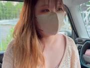 Preview 1 of My first car sex ♡ I'm crazy until it gets dark with the tension and pleasure of exposure ♡ creampie