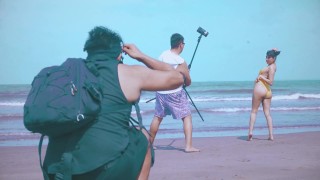 Fotoshoot Op Het Strand Eindigt Met Badseks