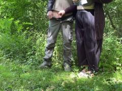 Fingering my mother in law's ass while she strokes my cock in the park