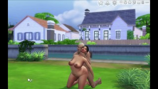 Grand-père baise une fille aux gros seins à l’extérieur et entre à l’intérieur