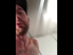skinny tatted truck driver cum on boots