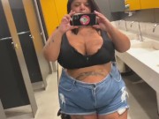 Preview 1 of Bbw puts plug in public restroom
