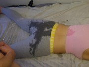 Preview 5 of Finished my yoga workout then he pissed on my tights. So wet!