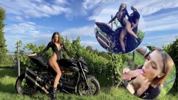 Публичный Жесткий Секс с Порнозвездой на Мотоцикле после Экстремальной поездки на Ducati