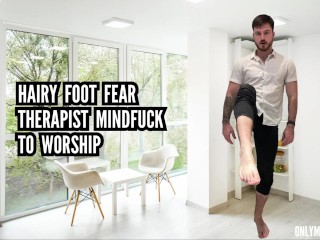 毛深い足の恐怖セラピストは崇拝するマインドファックを恐れています