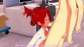 Naughty Hentai Redhead Office Secretary dá quickie handjob e boquete