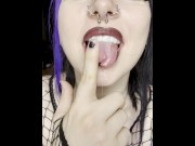 Preview 6 of Goth Split Tongue, spit and mouth fetish