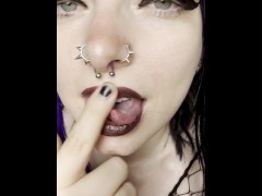 Goth Split Tongue, spit and mouth fetish