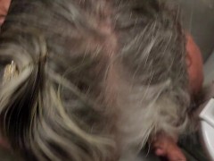 Slut blows bbc in janitor closet