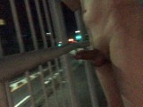 Outdoor open stairs challenge - walking naked at midnight while playing with my erect cock _ 211101