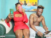 Preview 1 of Chilling and fucking with a curvy African babe in red. She a 100.