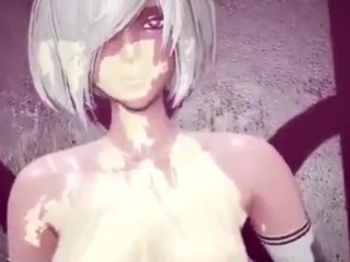 Futa Futanari YorHa Anal Gloryhole Gangbang Huge Cumshots 3D Hentai