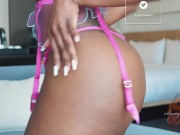 Preview 2 of Hot Bimbo Ebony with Huge Boobs Teases You While Bouncing Perfect Ass in Luxury Lingerie