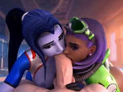 Sombra and Widowmaker suck big dick