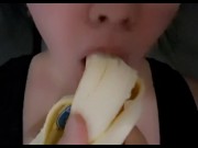 Preview 2 of Teen Deepthroating a Banana