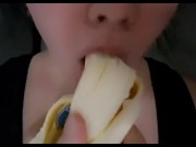 Preview 4 of Teen Deepthroating a Banana